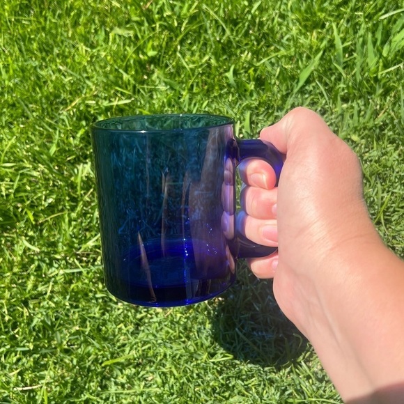 Vintage Cobalt Blue Glass Mug Set Marked BL - Picture 12 of 13